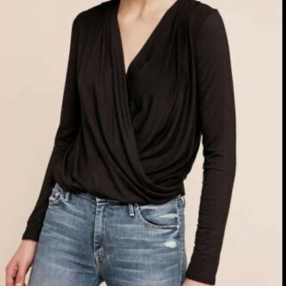On The Road Tops - Anthropologie On The Road Marceau Wrap Top in Black